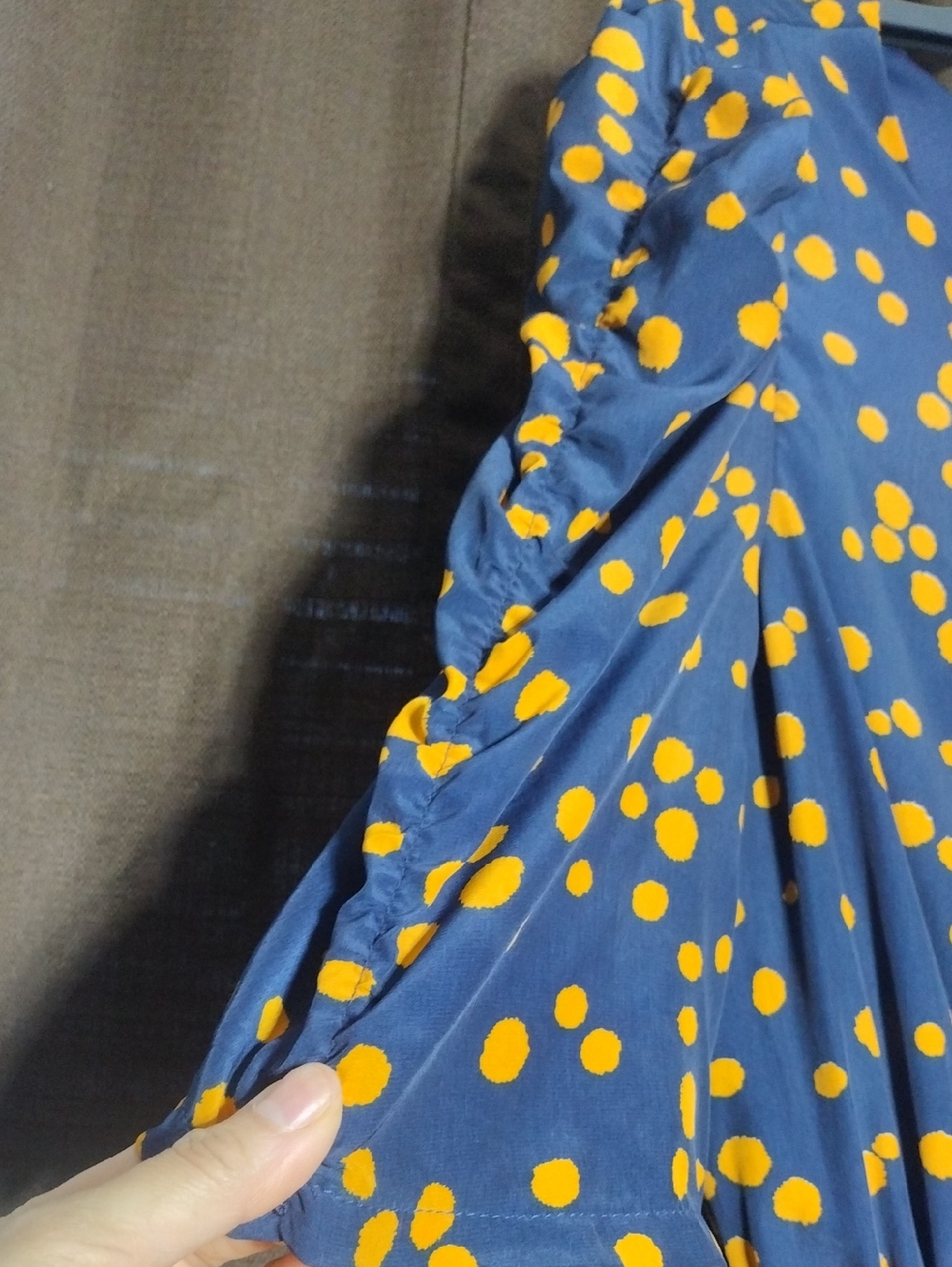 Kristin Miles Navy Dress with Orange Polka Dot Print - Picture 3 of 8